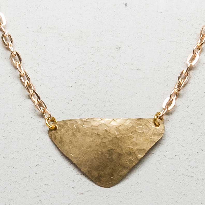 Hammered Triangular Brass Necklace